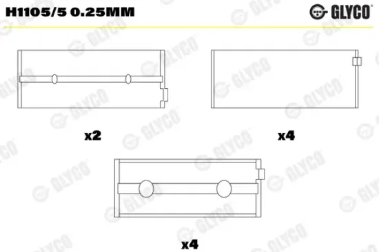 Kurbelwellenlager GLYCO H1105/5 0.25mm Bild Kurbelwellenlager GLYCO H1105/5 0.25mm