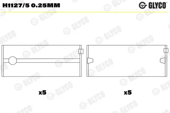 Kurbelwellenlager GLYCO H1127/5 0.25mm Bild Kurbelwellenlager GLYCO H1127/5 0.25mm