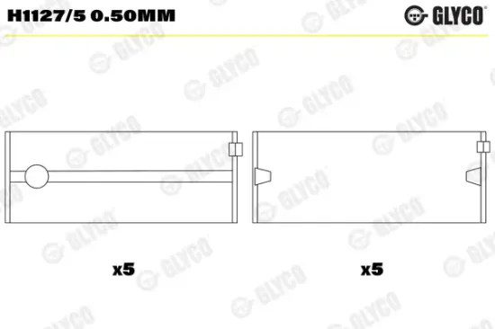 Kurbelwellenlager GLYCO H1127/5 0.50mm Bild Kurbelwellenlager GLYCO H1127/5 0.50mm