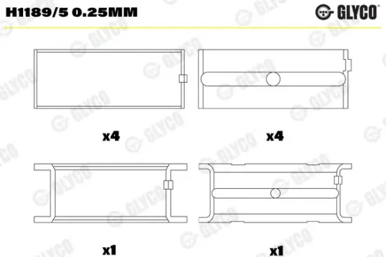 Kurbelwellenlager GLYCO H1189/5 0.25mm Bild Kurbelwellenlager GLYCO H1189/5 0.25mm
