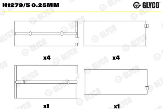 Kurbelwellenlager GLYCO H1279/5 0.25mm Bild Kurbelwellenlager GLYCO H1279/5 0.25mm