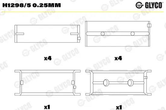 Kurbelwellenlager GLYCO H1298/5 0.25MM Bild Kurbelwellenlager GLYCO H1298/5 0.25MM