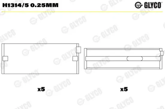 Kurbelwellenlager GLYCO H1314/5 0.25MM Bild Kurbelwellenlager GLYCO H1314/5 0.25MM