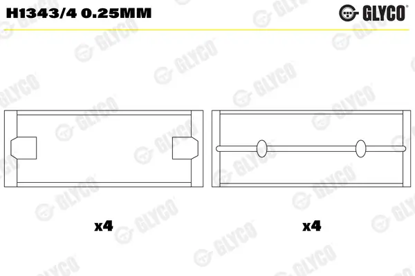 Kurbelwellenlager GLYCO H1343/4 0.25mm Bild Kurbelwellenlager GLYCO H1343/4 0.25mm