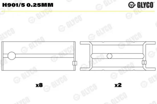 Kurbelwellenlager GLYCO H901/5 0.25mm Bild Kurbelwellenlager GLYCO H901/5 0.25mm