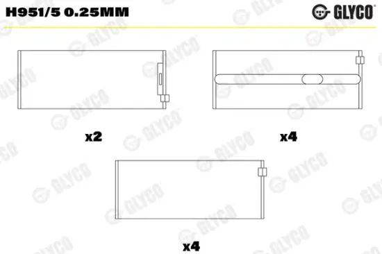 Kurbelwellenlager GLYCO H951/5 0.25mm Bild Kurbelwellenlager GLYCO H951/5 0.25mm