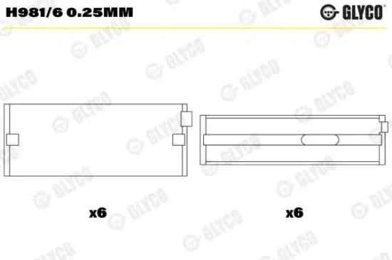 Kurbelwellenlager GLYCO H981/6 0.25mm Bild Kurbelwellenlager GLYCO H981/6 0.25mm