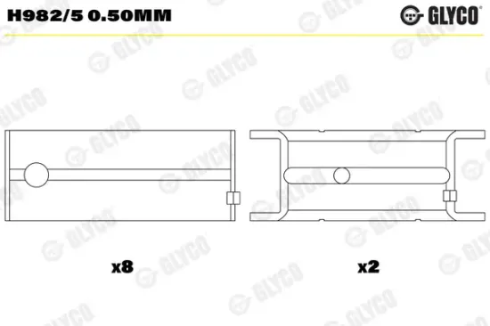 Kurbelwellenlager GLYCO H982/5 0.50mm Bild Kurbelwellenlager GLYCO H982/5 0.50mm