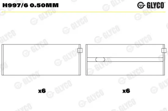 Kurbelwellenlager GLYCO H997/6 0.50mm Bild Kurbelwellenlager GLYCO H997/6 0.50mm