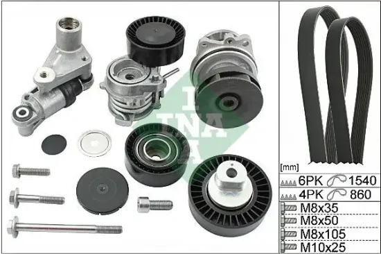 Wasserpumpe + Keilrippenriemensatz Schaeffler INA 529 0053 30 Bild Wasserpumpe + Keilrippenriemensatz Schaeffler INA 529 0053 30