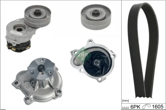 Wasserpumpe + Keilrippenriemensatz Schaeffler INA 529 0330 30 Bild Wasserpumpe + Keilrippenriemensatz Schaeffler INA 529 0330 30