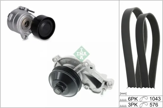 Wasserpumpe + Keilrippenriemensatz Schaeffler INA 529 0604 30 Bild Wasserpumpe + Keilrippenriemensatz Schaeffler INA 529 0604 30