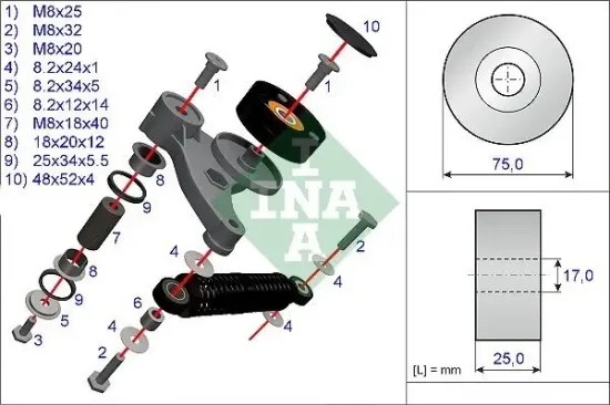 Reparatursatz, Spannarm-Keilrippenriemen Schaeffler INA 533 0118 10 Bild Reparatursatz, Spannarm-Keilrippenriemen Schaeffler INA 533 0118 10
