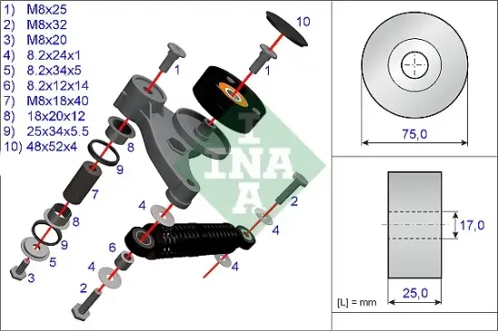 Reparatursatz, Spannarm-Keilrippenriemen Schaeffler INA 533 0118 10 Bild Reparatursatz, Spannarm-Keilrippenriemen Schaeffler INA 533 0118 10