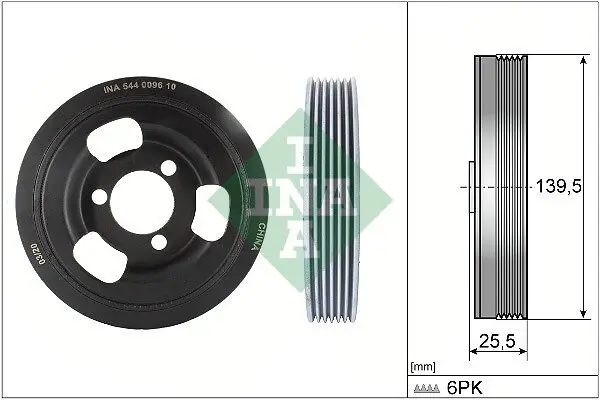 Riemenscheibe, Kurbelwelle Schaeffler INA 544 0096 10