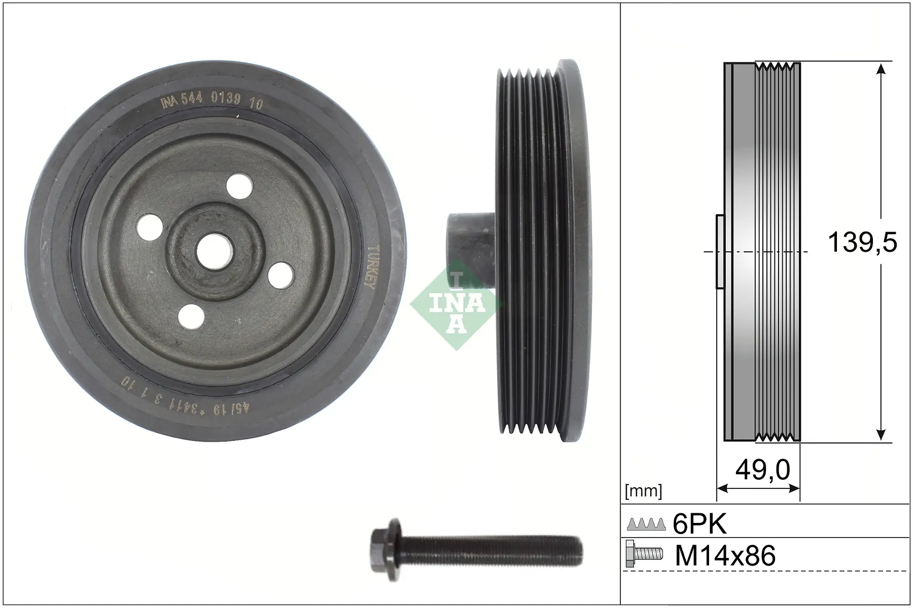 Riemenscheibe, Kurbelwelle Schaeffler INA 544 0139 20