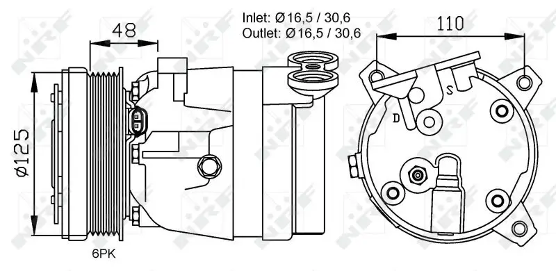 Kompressor, Klimaanlage 12 V NRF 32022