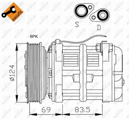 Kompressor, Klimaanlage 12 V NRF 32038 Bild Kompressor, Klimaanlage 12 V NRF 32038