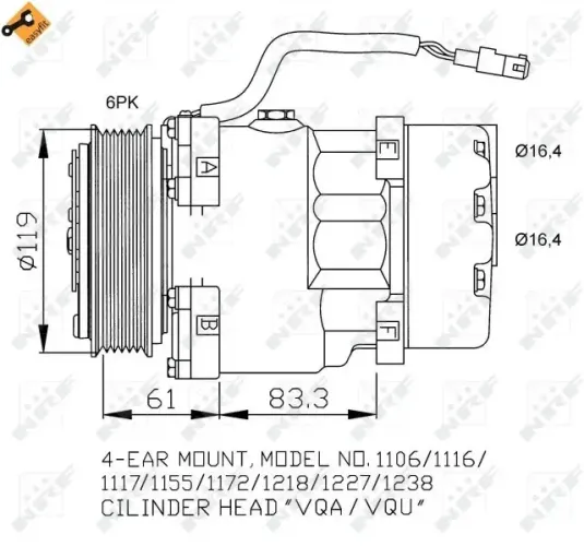 Kompressor, Klimaanlage 12 V NRF 32040 Bild Kompressor, Klimaanlage 12 V NRF 32040