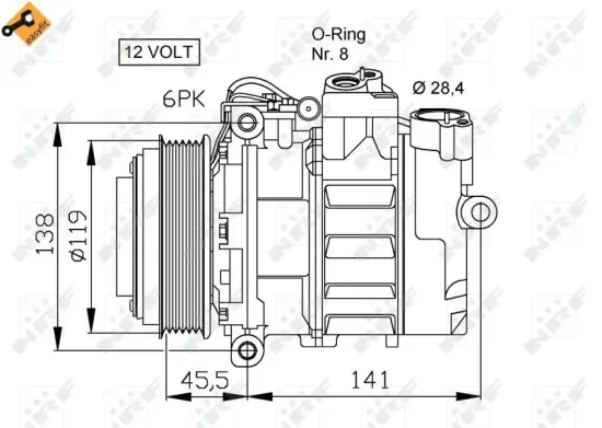 Kompressor, Klimaanlage 12 V NRF 32053 Bild Kompressor, Klimaanlage 12 V NRF 32053