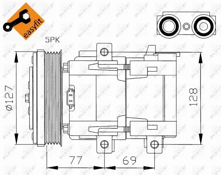 Kompressor, Klimaanlage 12 V NRF 32061