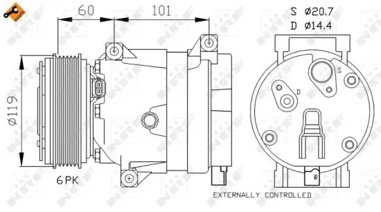 Kompressor, Klimaanlage 12 V NRF 32101 Bild Kompressor, Klimaanlage 12 V NRF 32101