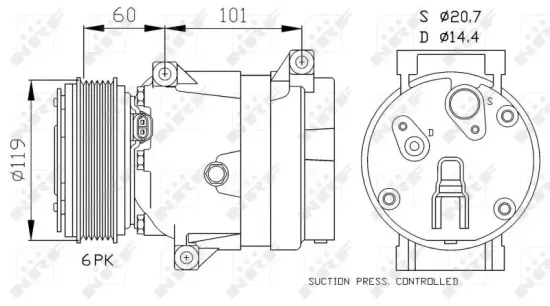 Kompressor, Klimaanlage 12 V NRF 32102 Bild Kompressor, Klimaanlage 12 V NRF 32102