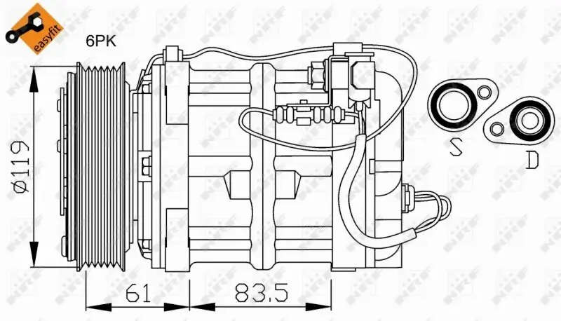 Kompressor, Klimaanlage 12 V NRF 32108