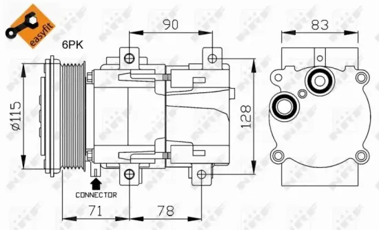 Kompressor, Klimaanlage 12 V NRF 32110 Bild Kompressor, Klimaanlage 12 V NRF 32110