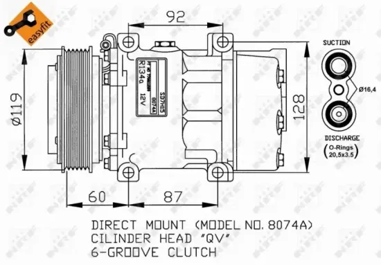 Kompressor, Klimaanlage 12 V NRF 32170 Bild Kompressor, Klimaanlage 12 V NRF 32170