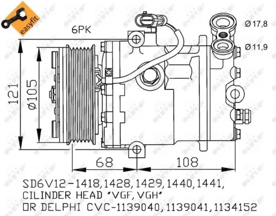 Kompressor, Klimaanlage 12 V NRF 32172 Bild Kompressor, Klimaanlage 12 V NRF 32172