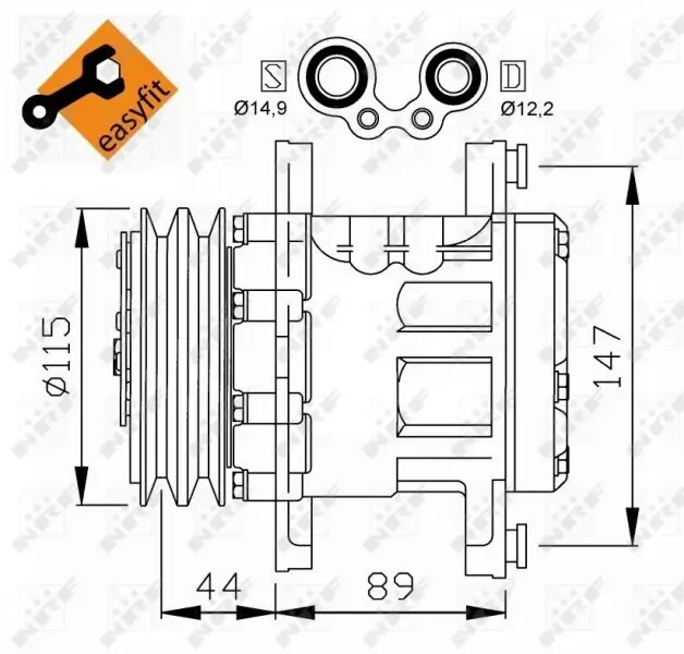 Kompressor, Klimaanlage 12 V NRF 32207