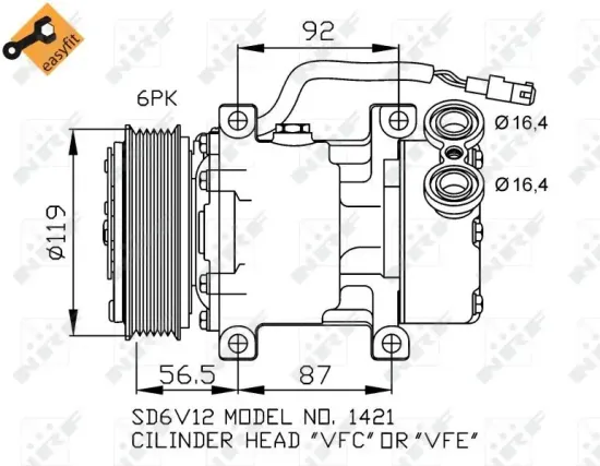 Kompressor, Klimaanlage 12 V NRF 32244 Bild Kompressor, Klimaanlage 12 V NRF 32244