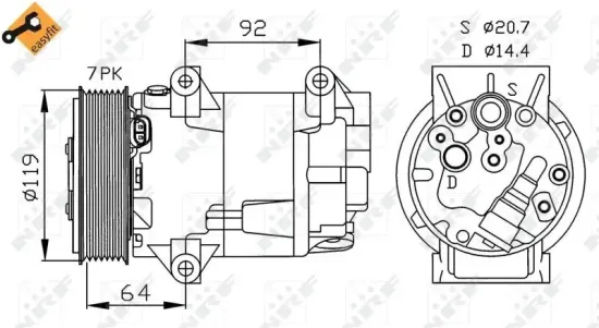 Kompressor, Klimaanlage 12 V NRF 32424 Bild Kompressor, Klimaanlage 12 V NRF 32424