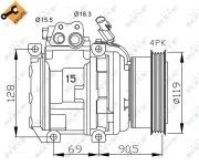 Kompressor, Klimaanlage 12 V NRF 32438