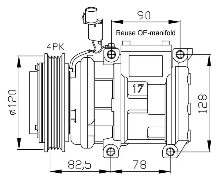 Kompressor, Klimaanlage 12 V NRF 32449