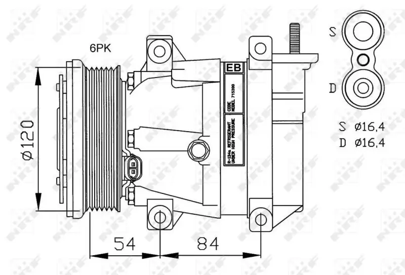 Kompressor, Klimaanlage 12 V NRF 32484G