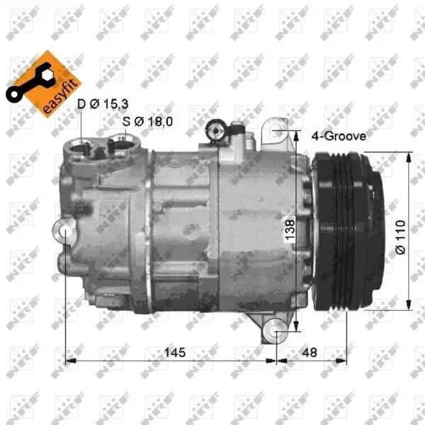 Kompressor, Klimaanlage 12 V NRF 32493