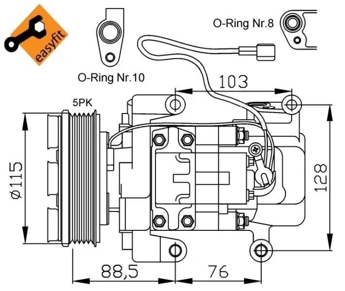 Kompressor, Klimaanlage 12 V NRF 32681