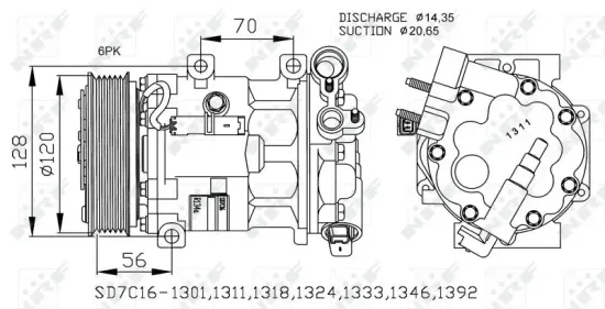 Kompressor, Klimaanlage 12 V NRF 32682 Bild Kompressor, Klimaanlage 12 V NRF 32682