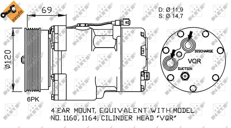 Kompressor, Klimaanlage 12 V NRF 32748