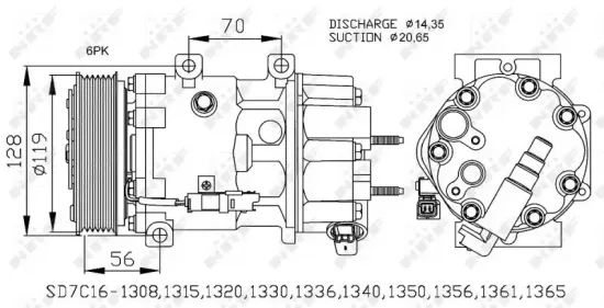 Kompressor, Klimaanlage 12 V NRF 32772 Bild Kompressor, Klimaanlage 12 V NRF 32772