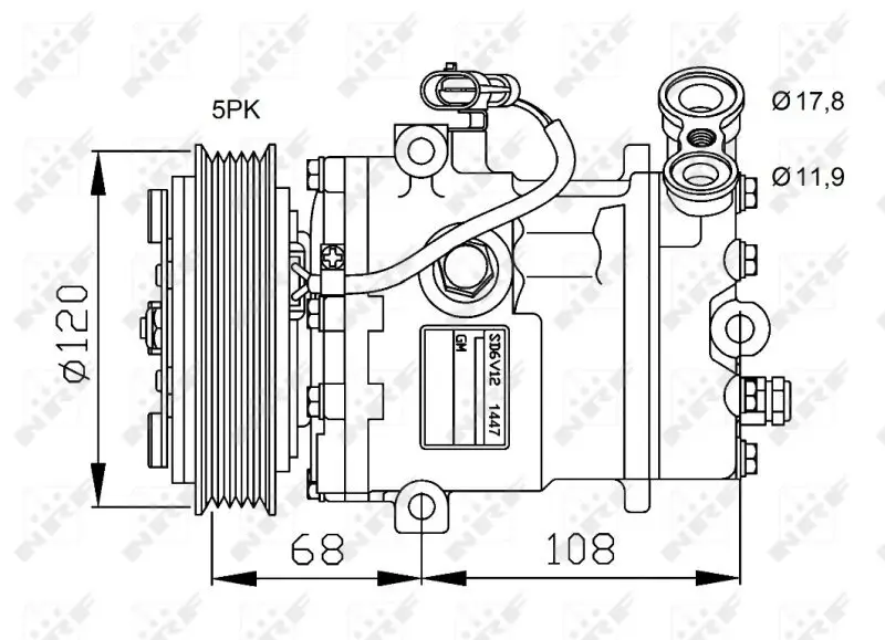 Kompressor, Klimaanlage 12 V NRF 32775