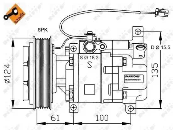 Kompressor, Klimaanlage 12 V NRF 32820G Bild Kompressor, Klimaanlage 12 V NRF 32820G