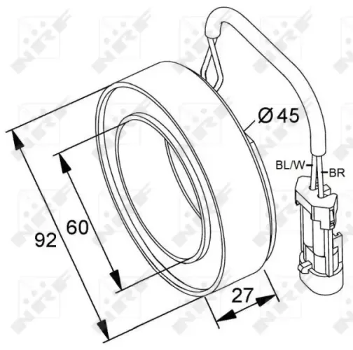 Spule, Magnetkupplung (Kompressor) 12 V NRF 38420 Bild Spule, Magnetkupplung (Kompressor) 12 V NRF 38420