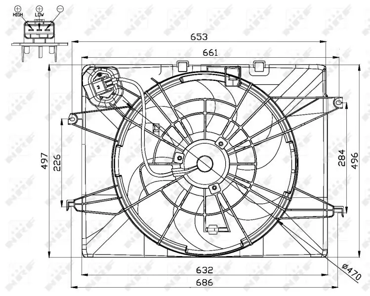 Lüfter, Motorkühlung 12 V NRF 47564