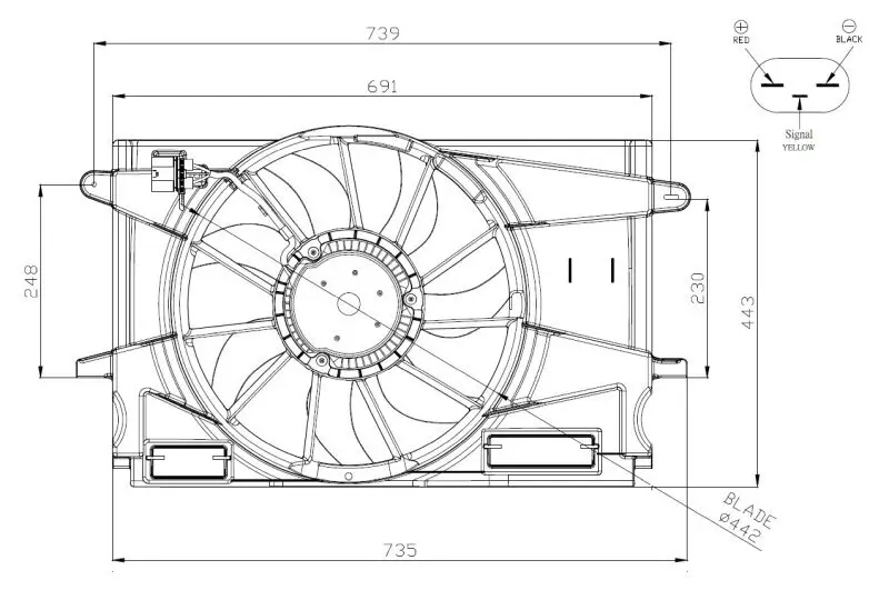 Lüfter, Motorkühlung 12 V NRF 47947