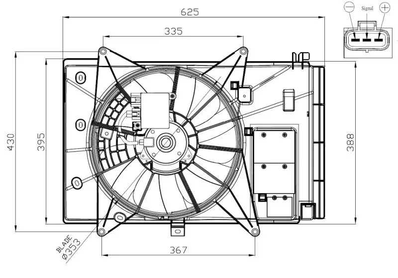 Lüfter, Motorkühlung 12 V NRF 47949