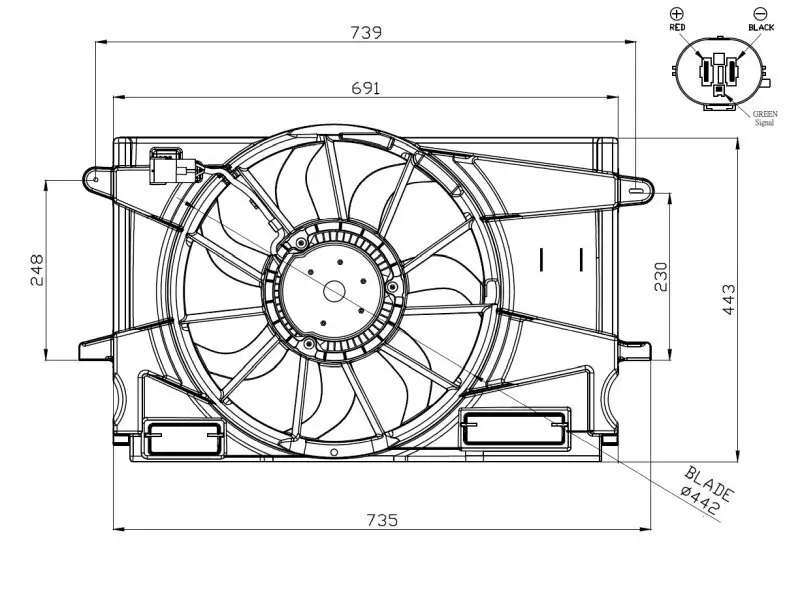 Lüfter, Motorkühlung 12 V NRF 47951