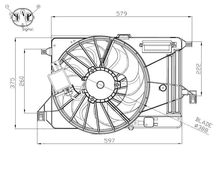 Lüfter, Motorkühlung 12 V NRF 47964